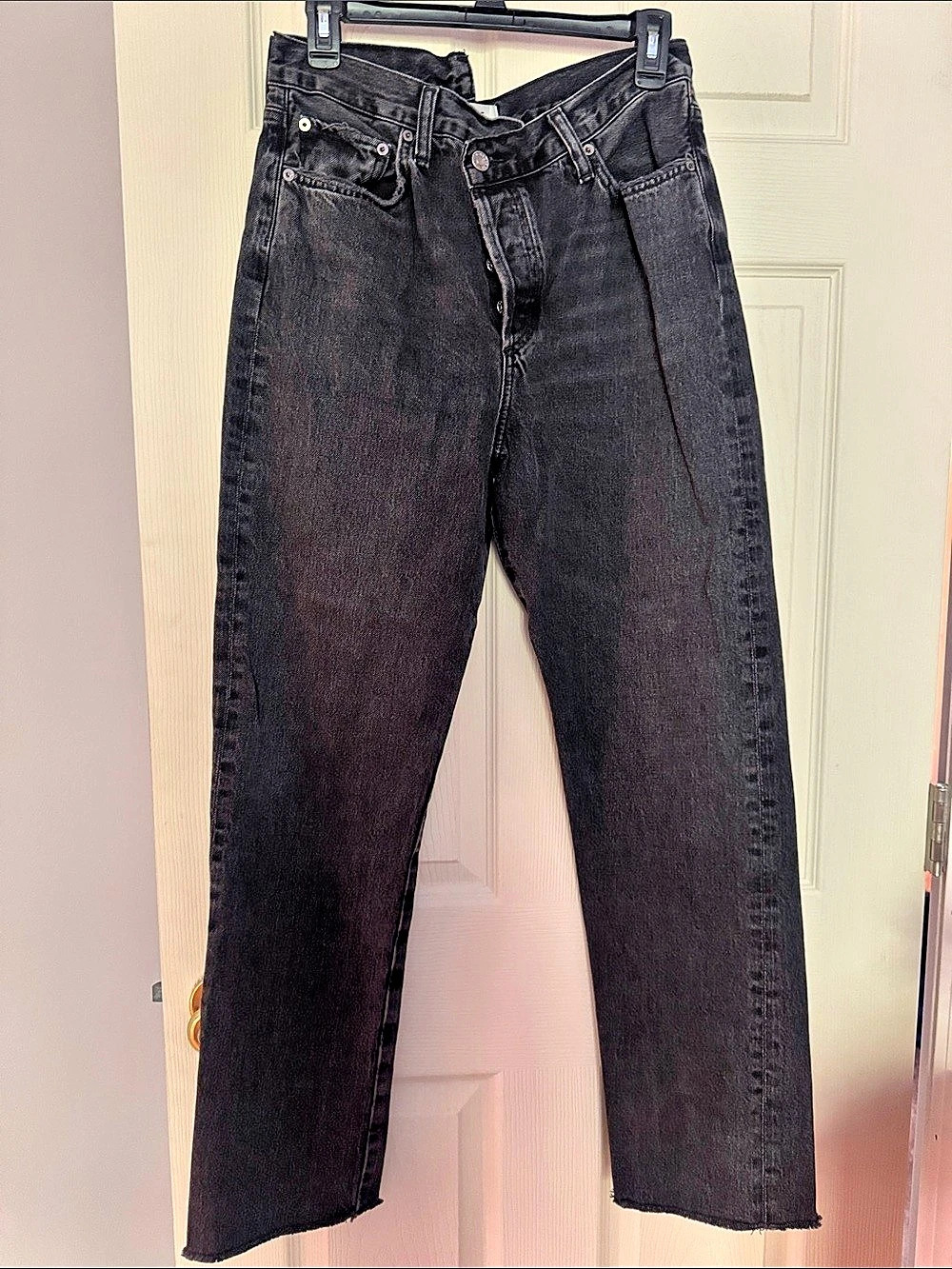 AGOLDE Arc Criss Cross Jean Black Straight Leg Jeans